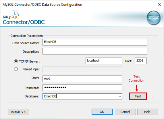 MySQL Connector - ODBC Data Source Configuration Wizard