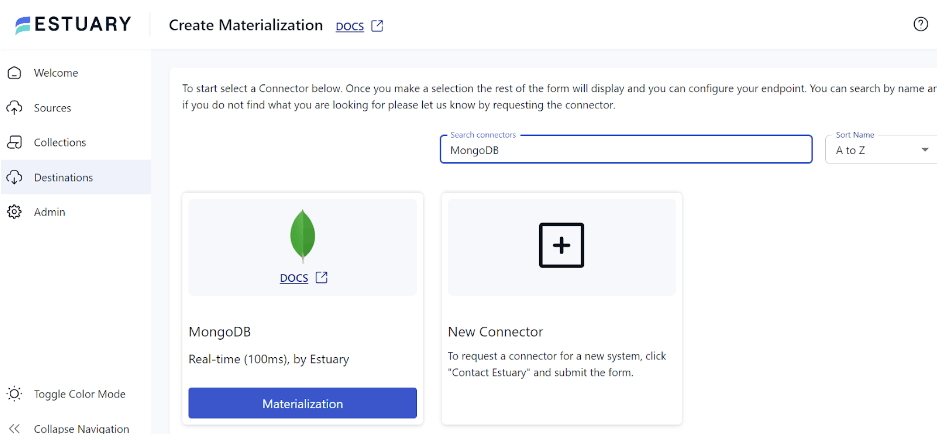 mariadb to mongodb - mongodb materialization