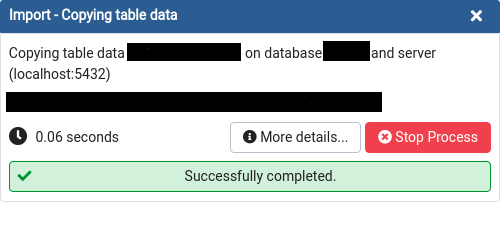 CSV to PostgreSQL - Successfully completed 