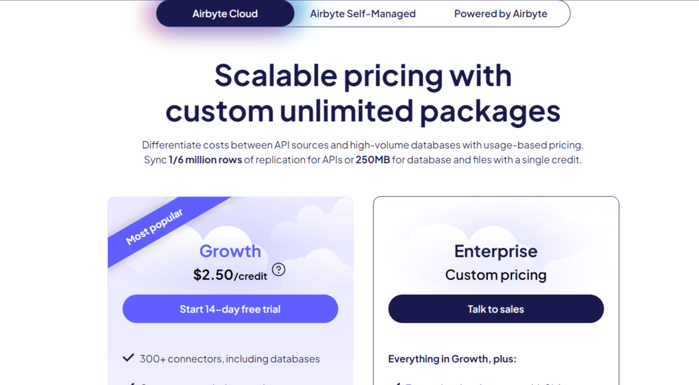 airbyte vs stitch vs estuary - airbyte pricing