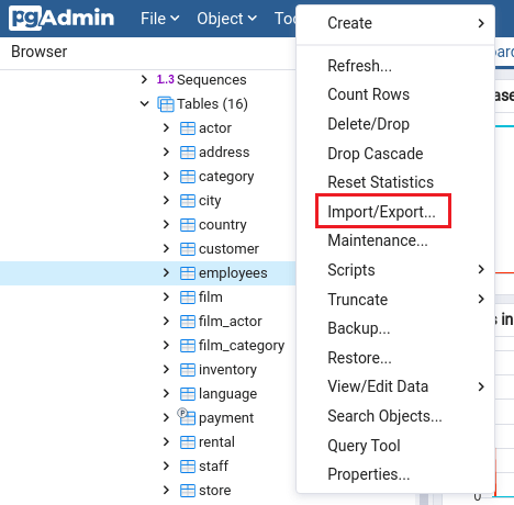 CSV to PostgreSQL - Import/Export