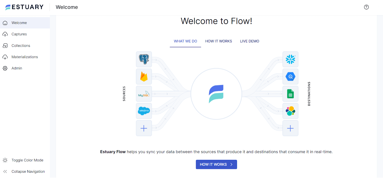 Firestore To JSON - Log In To Estuary Flow