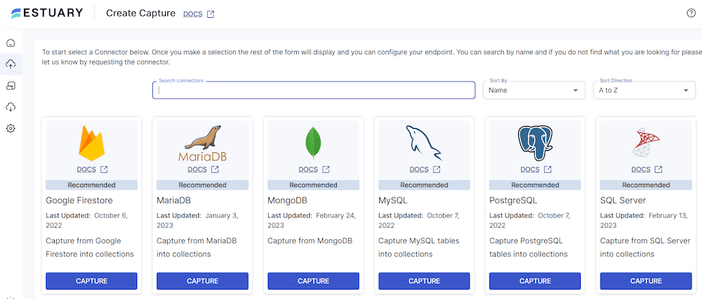 Snowflake Real-Time Data - Estuary Create Capture