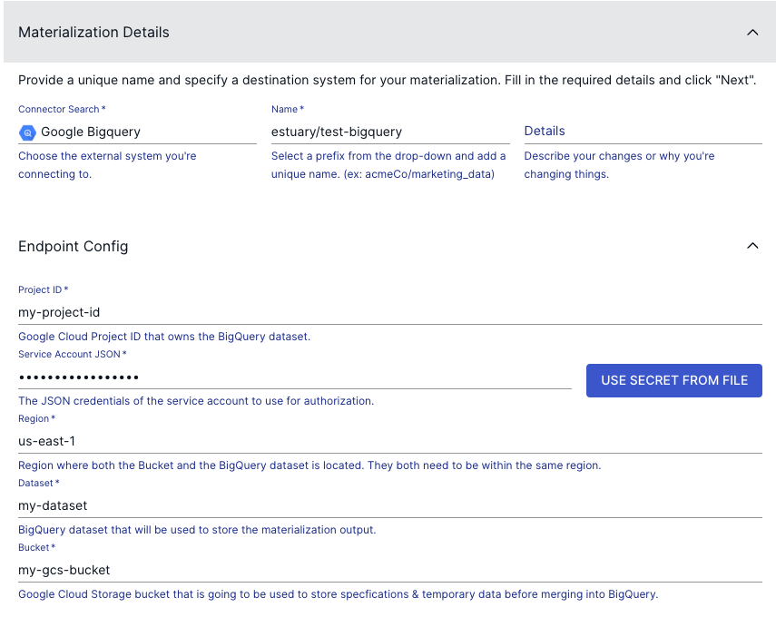 Airtable Integrations - airtable to bigquery - bigquery materialization Details