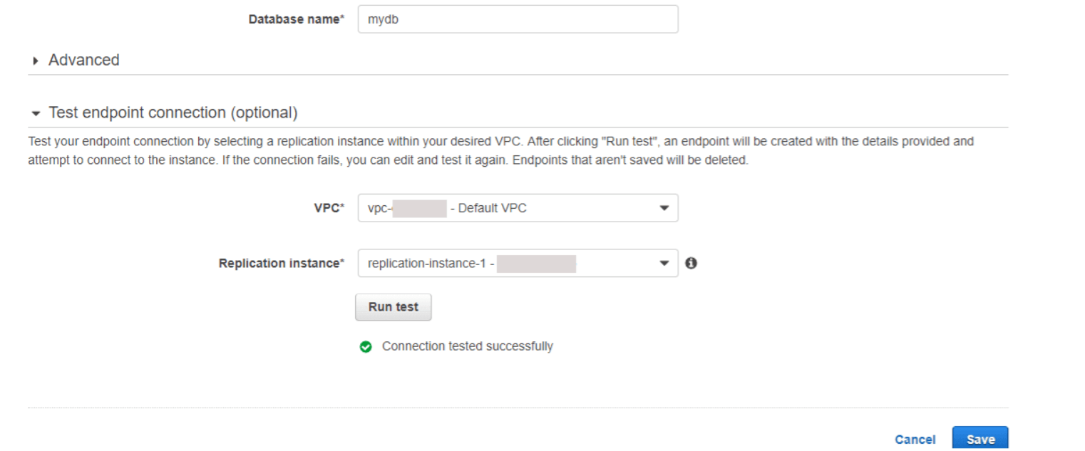 Aurora to Redshift - Database Name