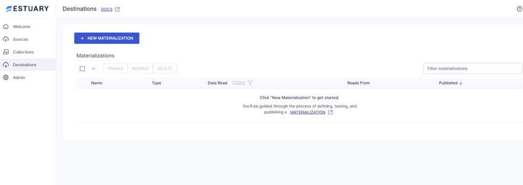 Jira to Elasticsearch - New Materialization Page