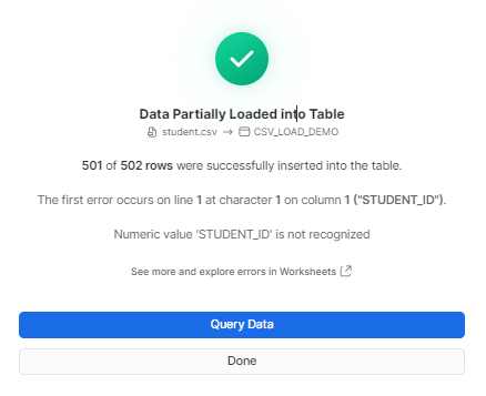 aircall to snowflake - data loaded successfully in table