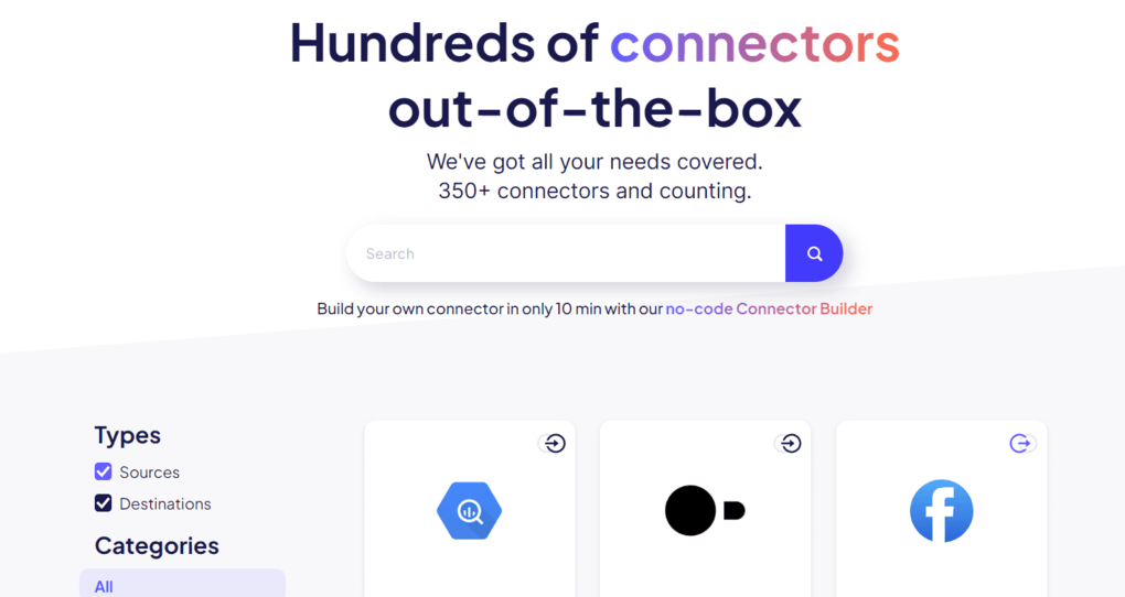 airbyte vs stitch vs estuary - airbyte connectors