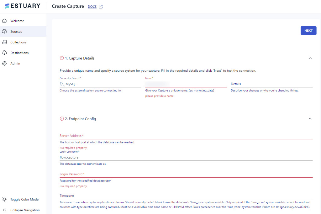 mysql to pinecone - Capture Details