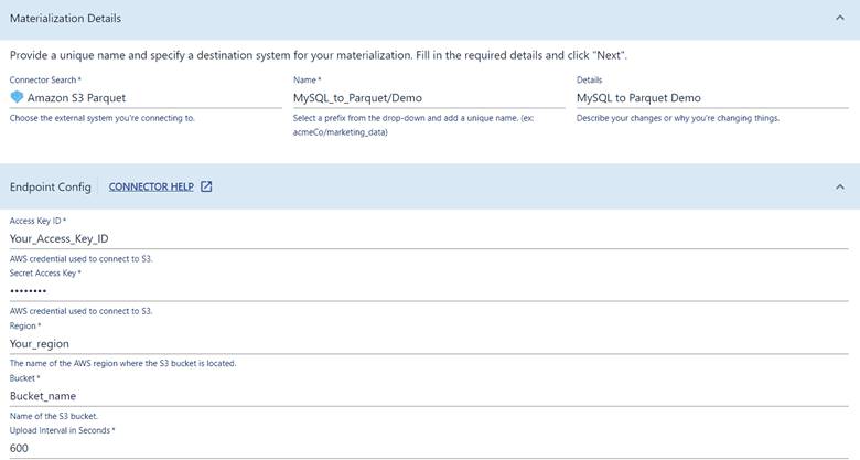 06 MySQL to Parquet - Estuary Parquet Materialization Setup