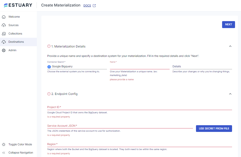 Braintree to BigQuery - Materialization Details